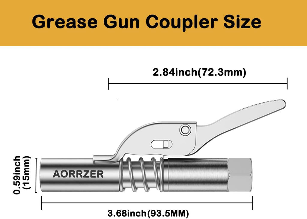 Grease Gun Coupler 2 PCS, Strong Lock-on Greases Gun Couplers | 12000 PSI High Pressure Coupler Quick Release Grease, and Compatible with All Grease Guns 1/8" NPT Grease Gun Fittings ﻿