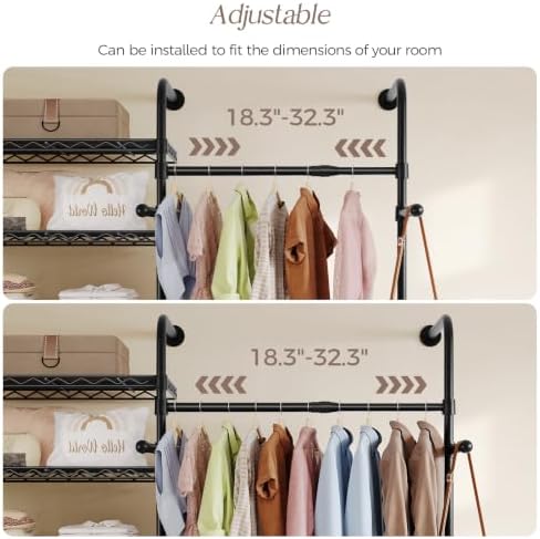 closet organizers and storage, 3-row heavy duty garment, close-up detail