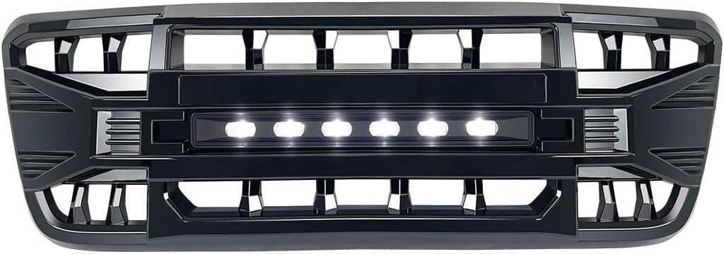 MEGAIE Front Grill Replacement for F150 2004-2008, Glossy Black Bumper Grille w/Off-Road Lights