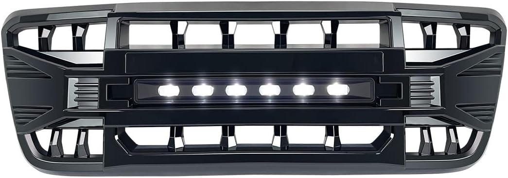 MEGAIE Front Grill Replacement for F150 2004-2008, Glossy Black Bumper Grille w/Off-Road Lights