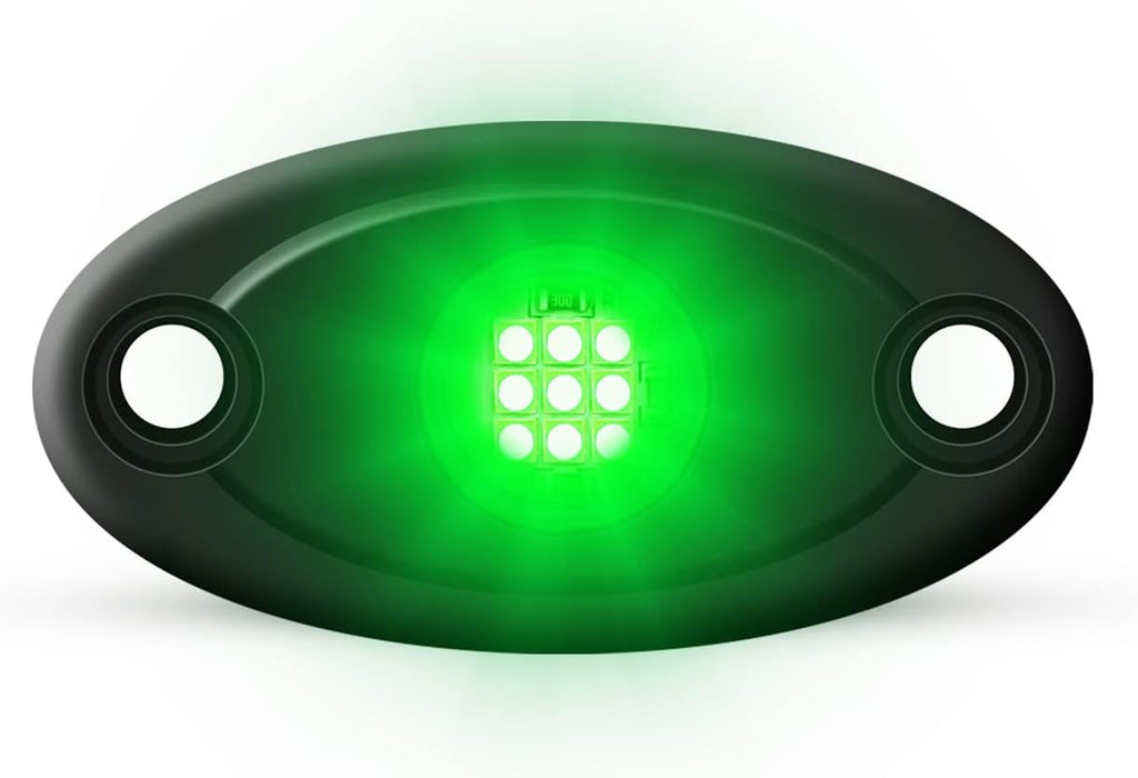 12 Pods Green LED Rock Lights Neon Underglow Light for Car Truck ATV SUV Under Body Glow Light Trail Fender Lighting