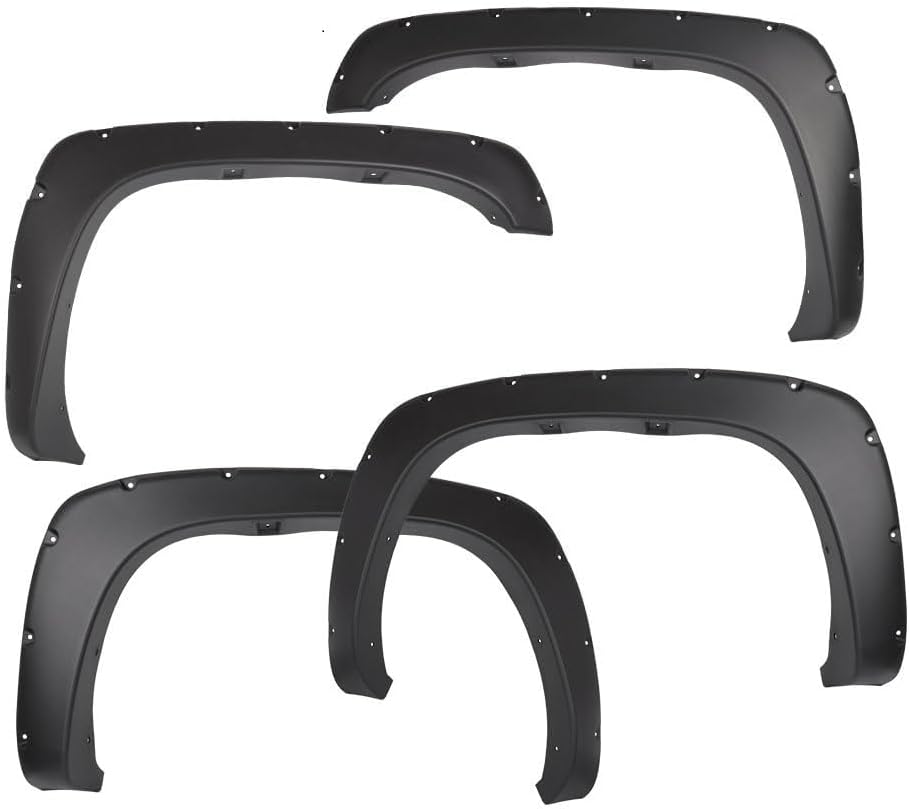 PIT66 Fender Flares Compatible with Chevy Silverado/GMC Sierra 1500 2500 3500 & HD 1999-2006 Fit Fleetside 78.0" / 96.0" bed length models only Textured Pocket Rivet Black