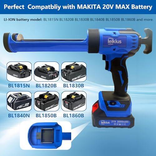 electric caulk gun with led light, 6 speed, close-up detail