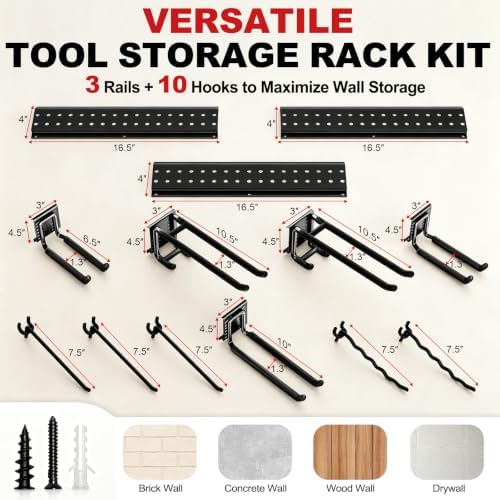 garage tool organizer wall mount 49.5 inches with shown in use