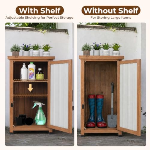 petscosset small outdoor storage cabinet waterproof with metal shown in use