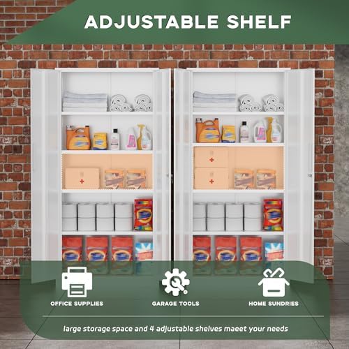 greenvelly white metal storage cabinet for garage, 72”, package contents