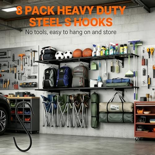 garage wall shelving, 46" × 12" wall mounted, package contents