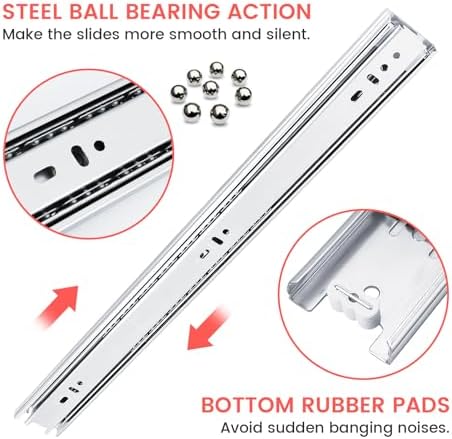 homdiy 14 inch heavy duty drawer slides side showing dimensions