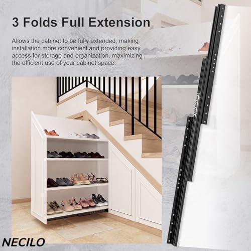 necilo 40 inch undermount heavy duty slides, 260 showing dimensions
