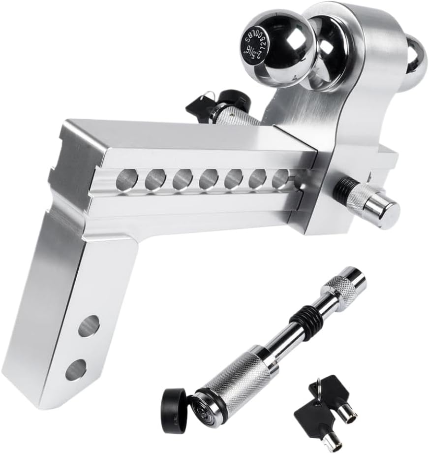 Adjustable Trailer Hitch 2 Inch Receiver 10 Inch Drop Rise 12500 LBS