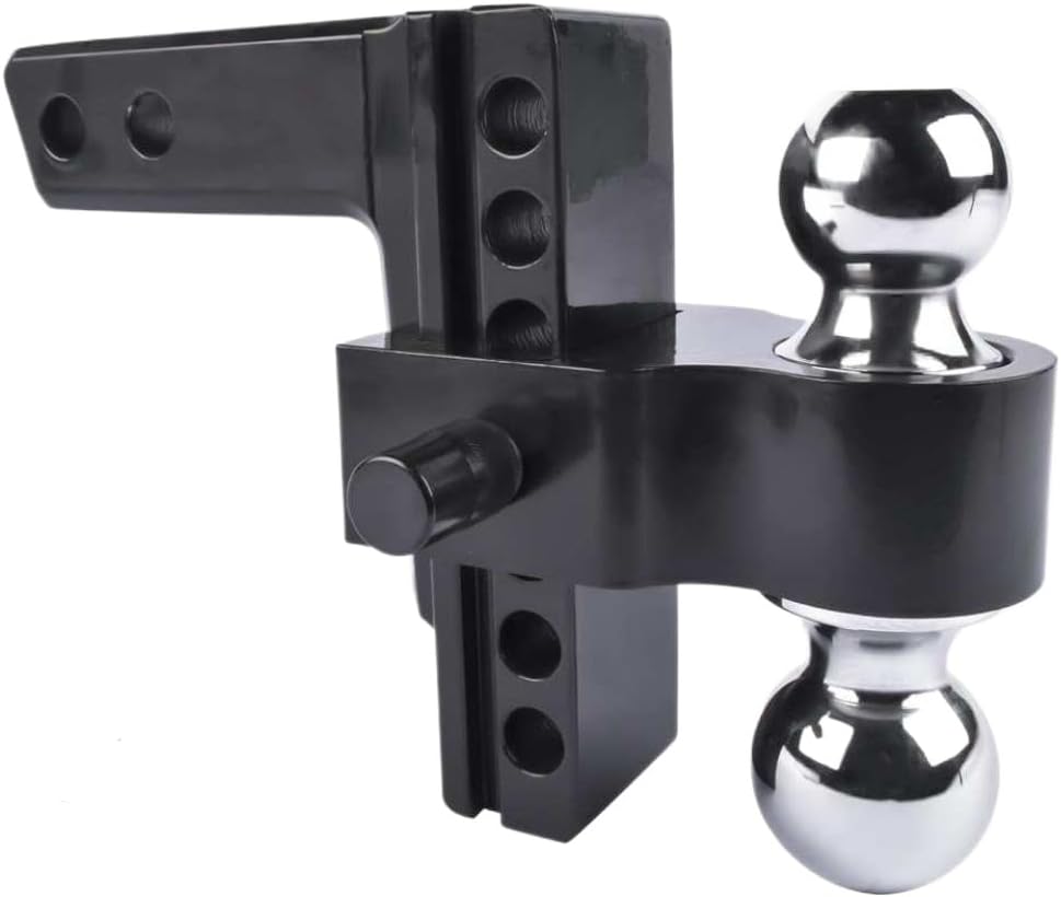 Black Adjustable Trailer Hitch Compatible with 2 Inch Receiver 6 Inch Drop Rise Aluminum Drop Hitch 12500 LBS for Heavy Trucks