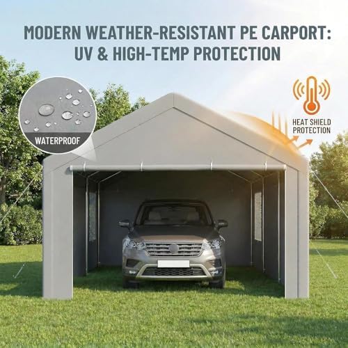 cobizi 10x20 ft heavy duty carport with galvanized, close-up detail