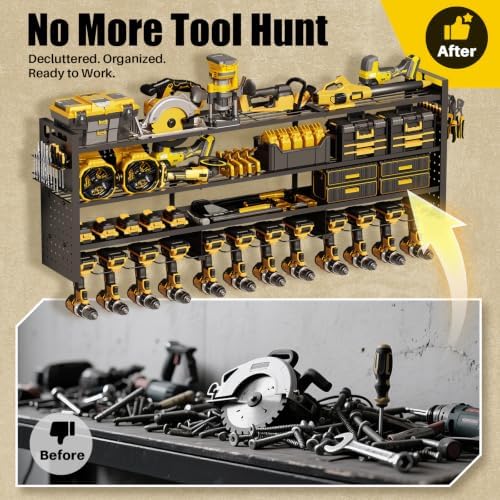 large 49'' wide power tool organizer wall mount, front angle view
