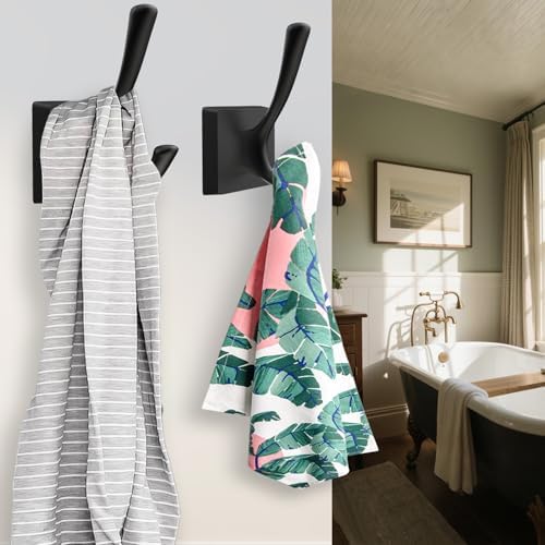 tofiigrem black wall hooks coat hooks, mudroom hooks showing dimensions