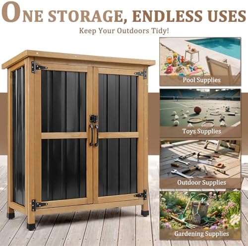 petscosset small outdoor storage cabinet weatherproof with lockable, close-up detail