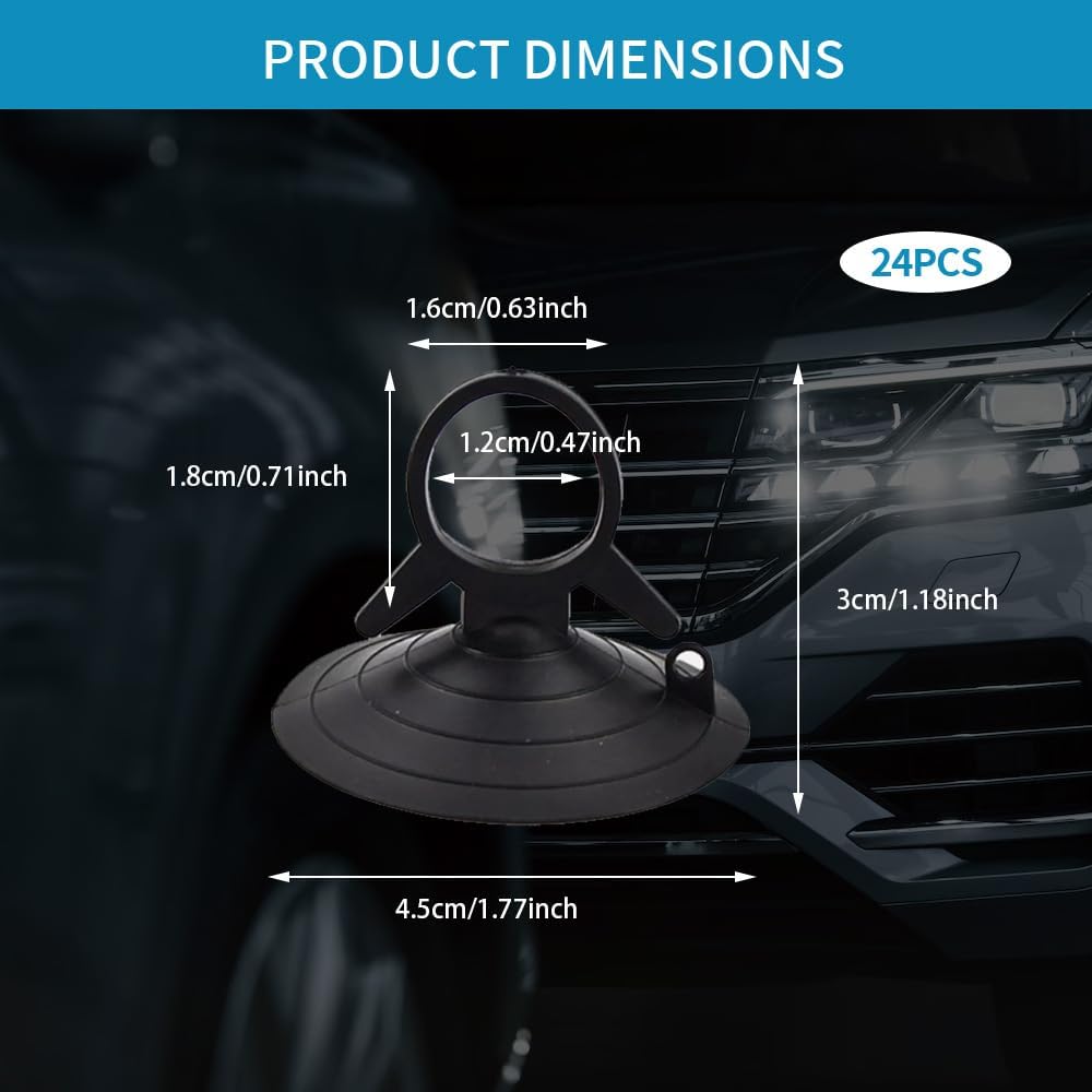 24PCS Car Glass Windshield Sunshade Suction Cups, Car Window Shades Suction Cups, Pull Ring Sun Visor Suction Cups, Universal Car Accessories Suction Cup Hooks for Car Windows Kitchen Bathroom