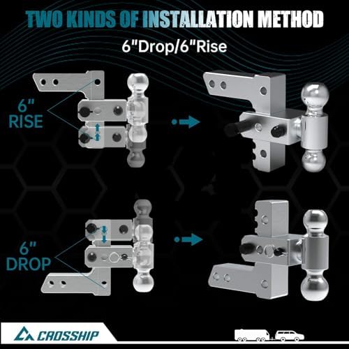 adjustable trailer hitch - heavy duty aluminum drop showing dimensions