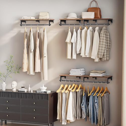 luxspire 28.7" wall mount clothes rack with wood on a desk or shelf