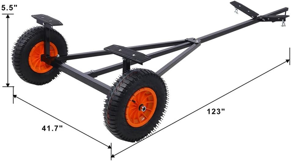 Boat Trailer Dolly, 420 LBS Capacity Trailer Mover with Adjustable 96-116 Inch Length, Heavy Duty Steel Boat Dolly with 16 Inch Pneumatic Tires for Kayak, Canoe, Fishing Boat, Motorboat
