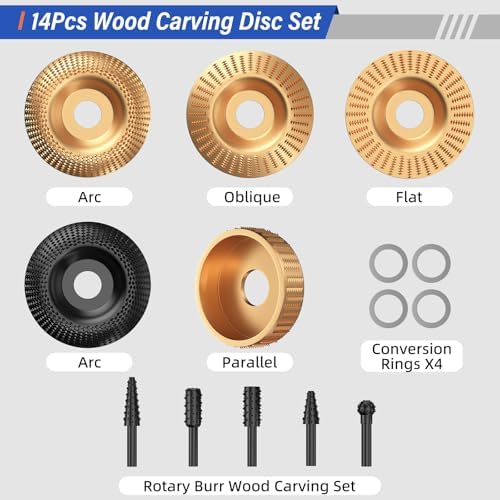 burmong 14pcs wood carving disc set for angle shown in use