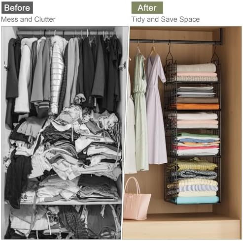 x-cosrack hanging closet organizer and storage - 5-tier on a desk or shelf