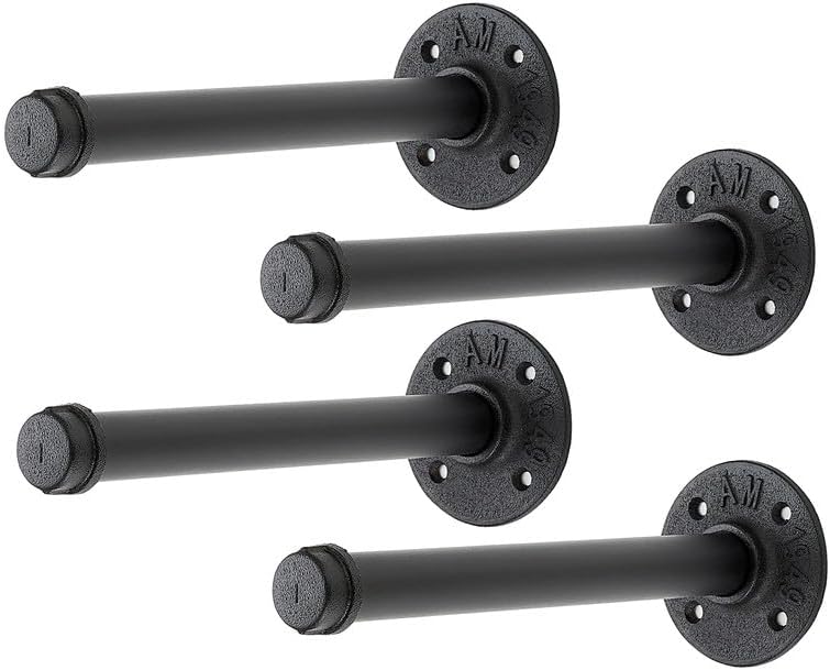10 inch black industrial pipe floating clothing rack, main product view