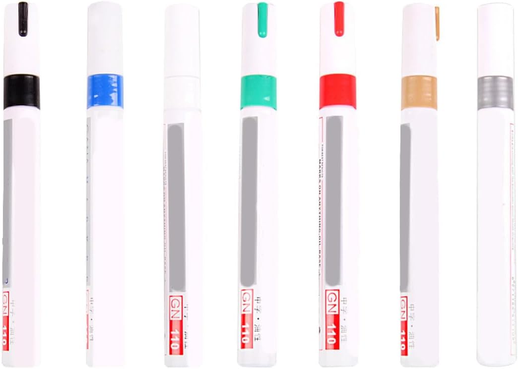Mipcase 7pcs Oil Based Tire Paint Pens for Automotive Touch-up, Waterproof Permanent Marking Pens with Plastic Body, Portable and Easy to Carry for Tire Repair and Lettering