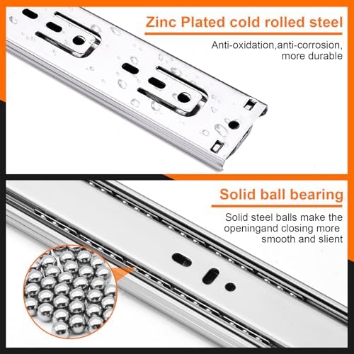 10 inch drawer slides 6 pairs (12pcs) soft, side view