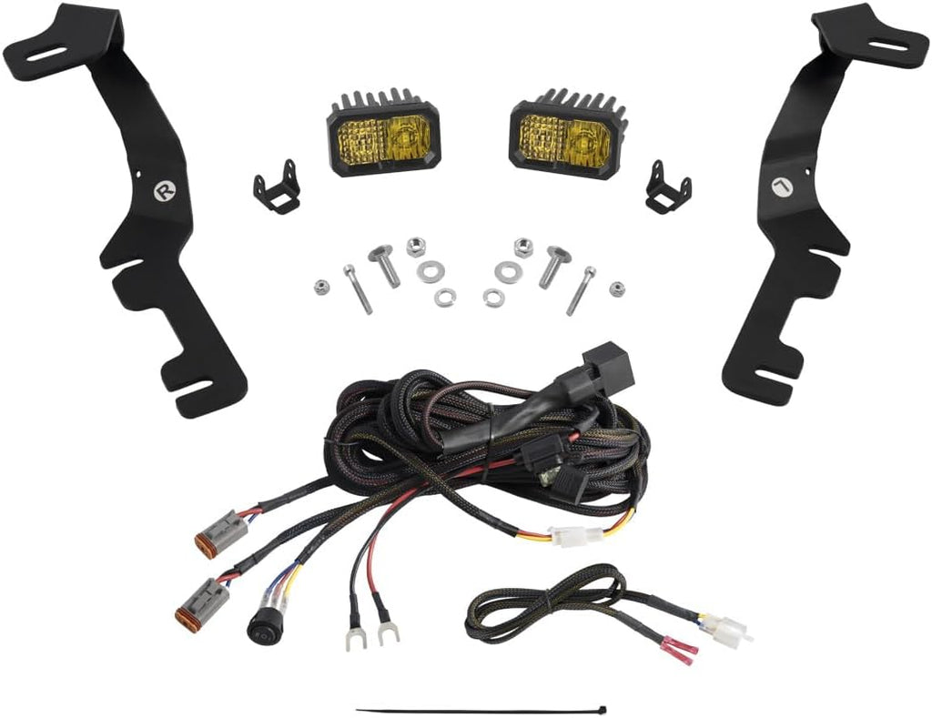 Diode Dynamics Stage Series Backlit Ditch Light Kit compatible with Ram 1500 2019-2024, C2 1.0 Pro Yellow Combo