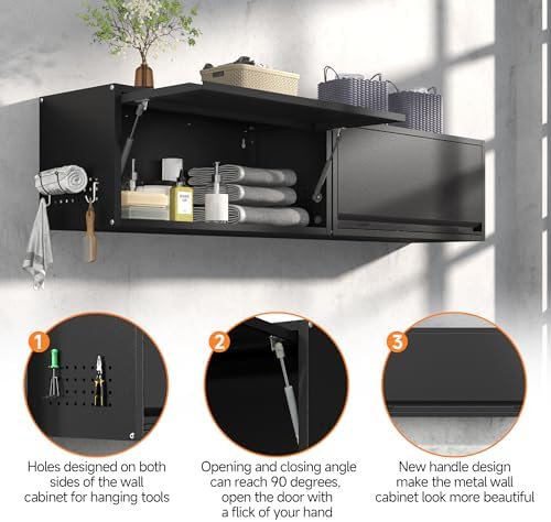 coolsun metal wall cabinet, 12.6" h garage wall, side view