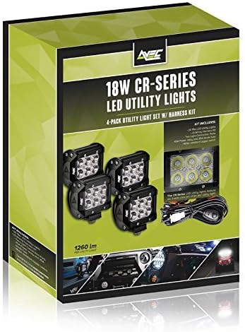 AVEC 4in. 18w LED Utility Light Kit with Wiring Harness (4 Pack) LED Work Lights Lamps pods cree Off Road 4x4 Driving Race