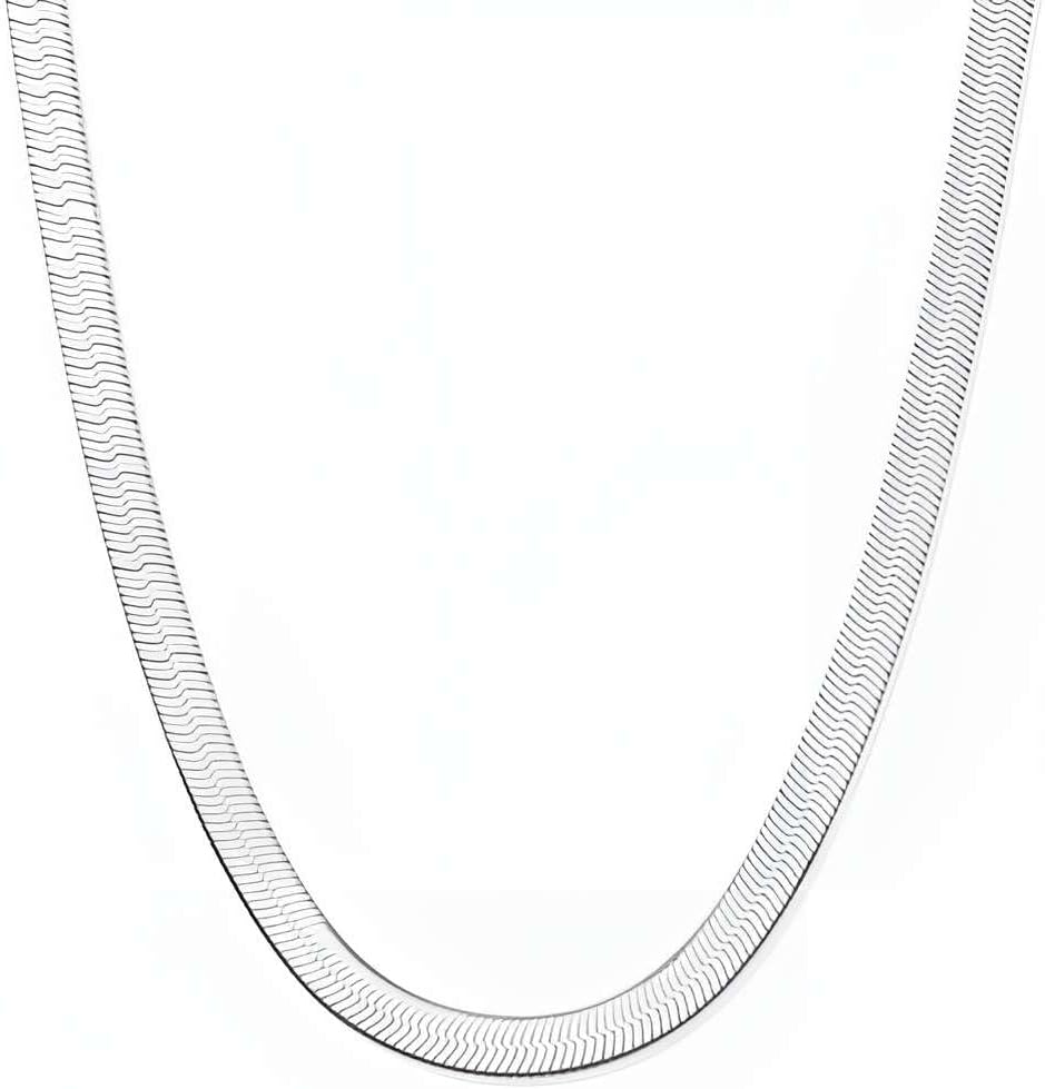 herringbone chain necklace for women men 18k white, main product view