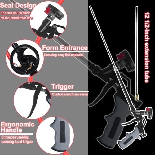 25inches extended foam gun,ptfe-coated professional expanding foam gun,foam, side view