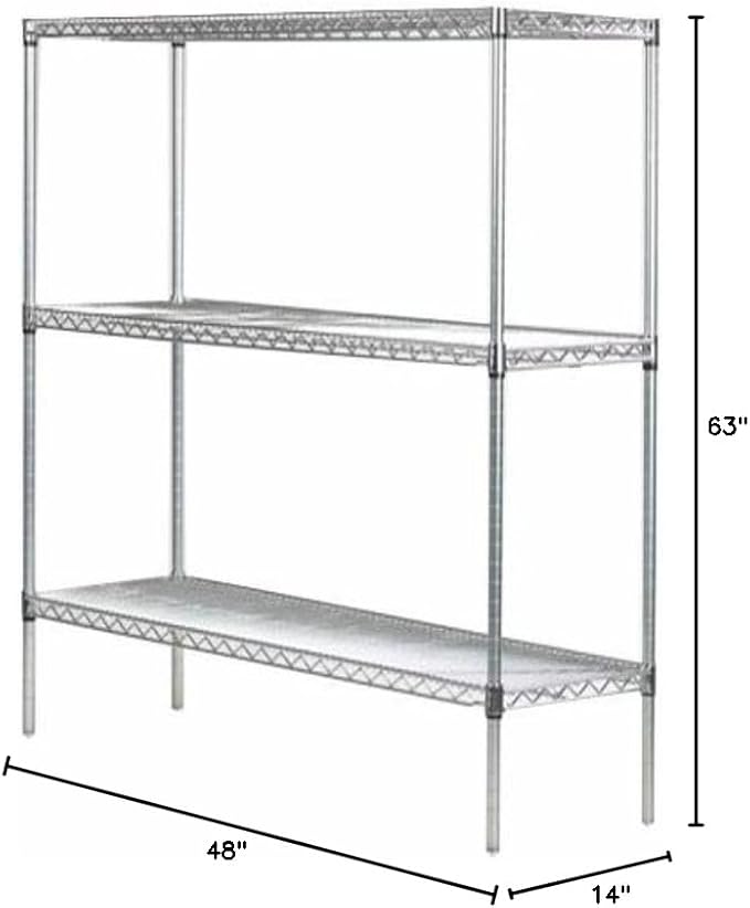 Omega 14" Deep x 48" Wide x 63" High 3 Tier Gray Starter Shelving Unit - Image 3