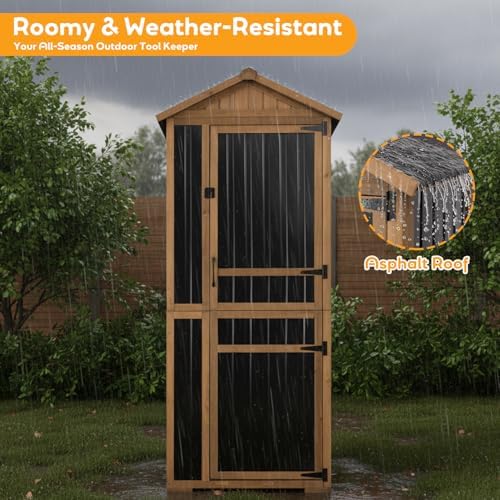 outdoor storage cabinet, wood & metal garden shed, package contents