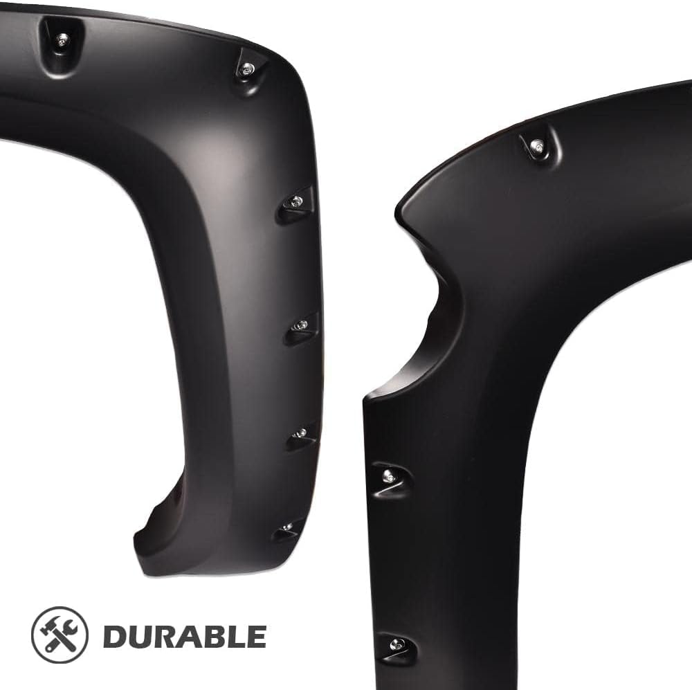 G-PLUS Upgrade Fender Flares Compatible with Chevy Silverado 1500 2007-2013 (For 69.3" Short Bed Crew Cab) Not Fit 07 Classic Models & GMC Sierra Wheel Cover Smooth Pocket Riveted 4 PCS