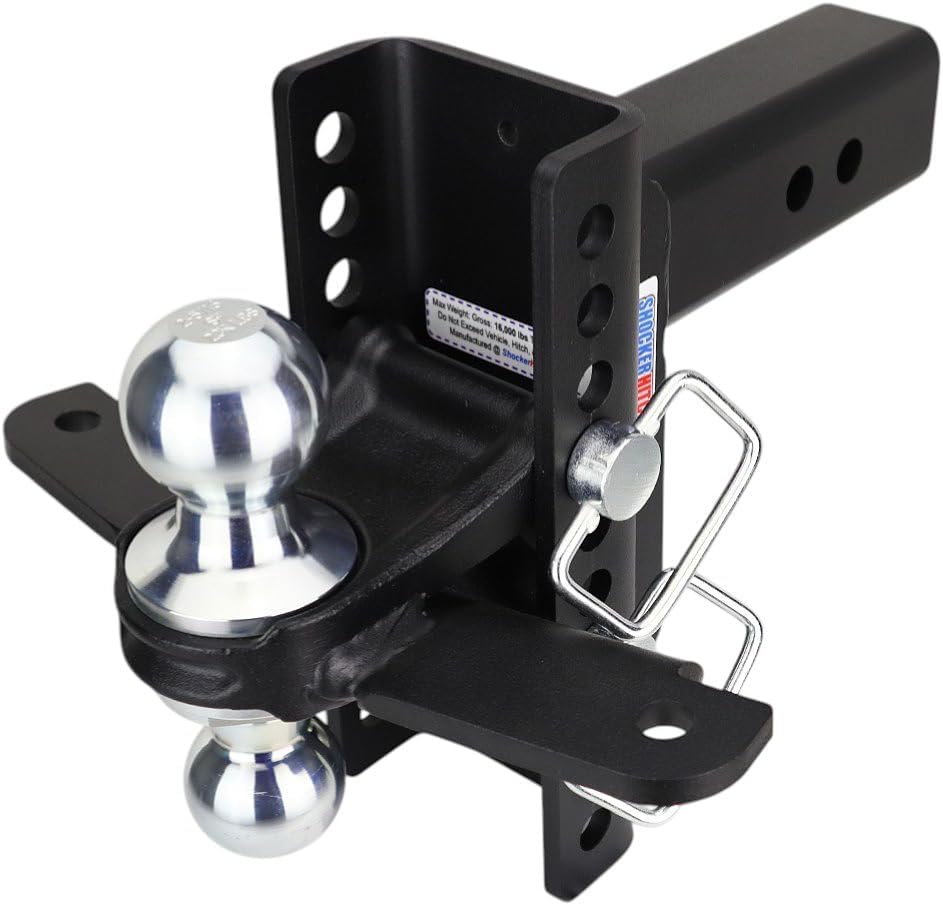 Shocker XR Combo Ball Hitch with Sway Bar Tabs, Fits 2-1/2" Hitch 10 Hole Chrome 2 & 2-5/16" Balls