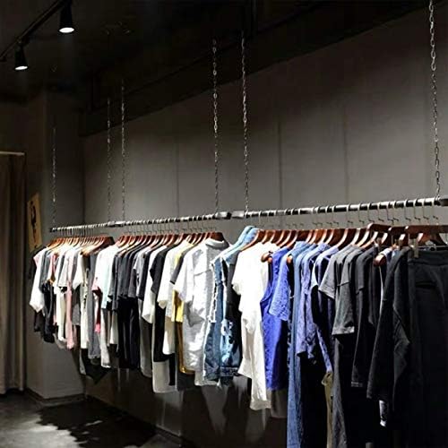 creative chain adjustable height ceiling hanging clothing racks,retail, close-up detail
