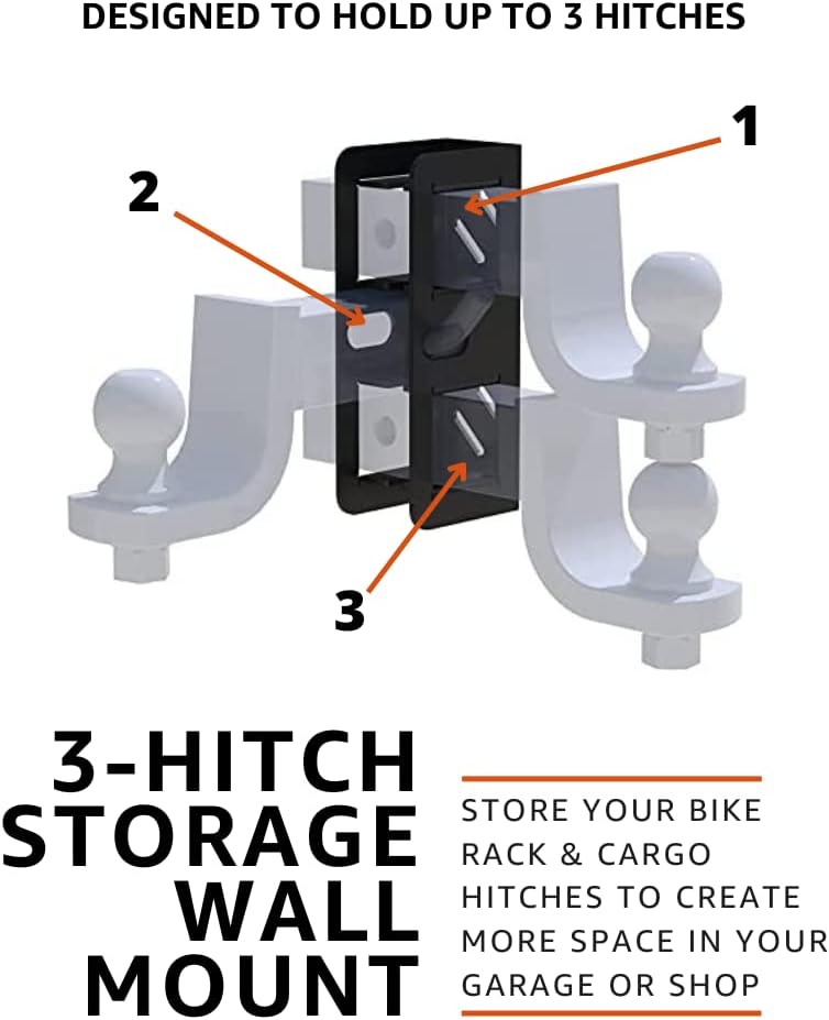 Hitch Stor Wall Mounted Hitch Receiver for Bike & Cargo Rack Storage | Patent Pending Garage Organizer Holds 200 lbs | If It Hooks to Your Hitch, Store It On Your Wall - 3 Hitch Storage Mount