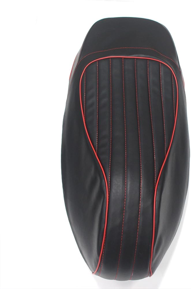 Pokhaomin Black/Red Saddle Leather Seat Cover for Vespa GTS300 GTS 125 150 250 300(Black)