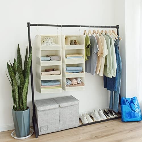 granny says 4-shelf hanging closet organizer, foldable storage, side view