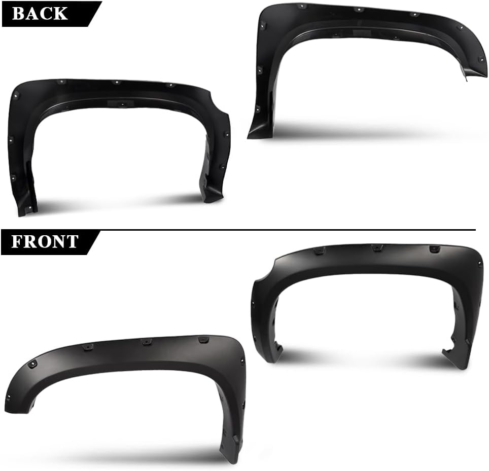 ANDPLAY Fender Flares Compatible With 2014-2021 Toyota Tundra SR | SR5 | Platinum | Limited Smooth Matte Pocket Riveted Style Wheel Cover Protector Vent Trim 4pcs