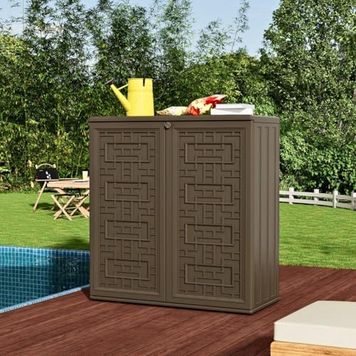 zzm hdpe outdoor storage shed, outdoor plastic storage, side view