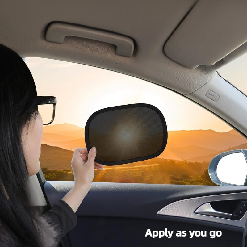 2 Pack Mini Static Cling Car Window Sun Shades, Sun Protection Heat Insulation Sun Glare Blocker, Static Stick-on Auto Window Visor for Baby, Car Side Window Sun Protection Accessories