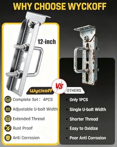 wyckoff 12" boat trailer bunk brackets 4-pack,heavy duty showing dimensions