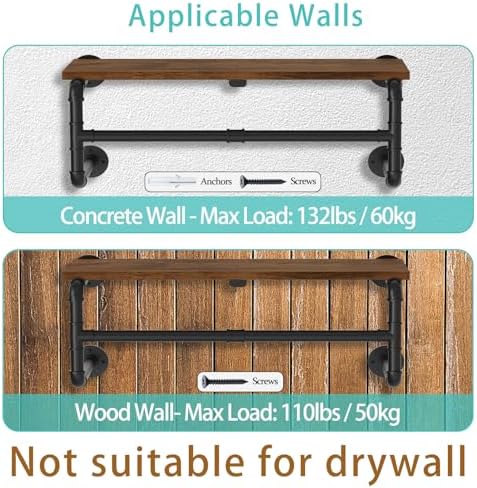 yawinhe industrial pipe clothing rack with shelves,closet rod,rustic on a desk or shelf