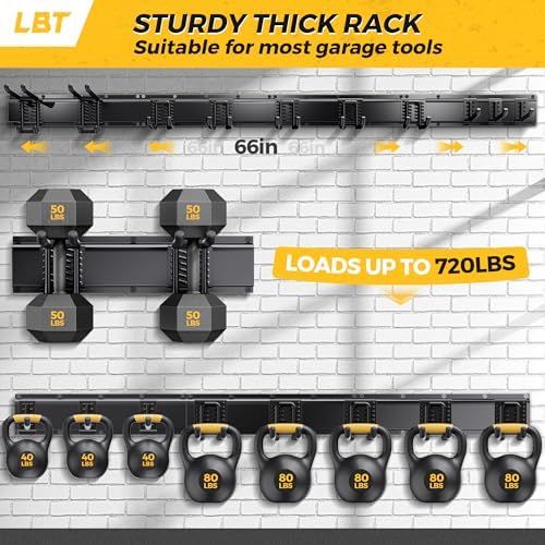 lbt 66" garage tool organizer wall mount, close-up detail