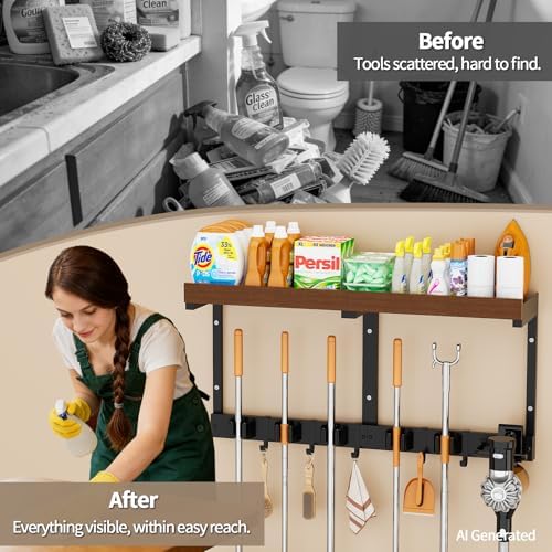 broom and mop organizer wall hanging, broom hanger, package contents