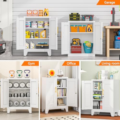 small locking cabinet, metal storage cabinet with doors, close-up detail