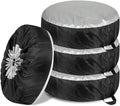 4PCS Car Tire Covers Set, Waterproof RV SUV Trailer Spare Tire Storage Bag with Handle, Portable Anti-UV Sun Snow Rain Wheel Cover, Dustproof Wheel Protector for 13-18 Inch Tires Diameter (S)